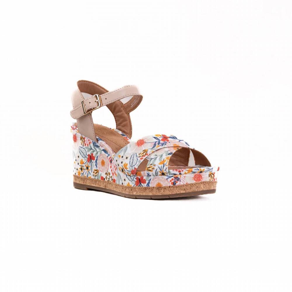 NEW CLARKS women's chicly floral wedge sandal in white - Picture 3 of 7